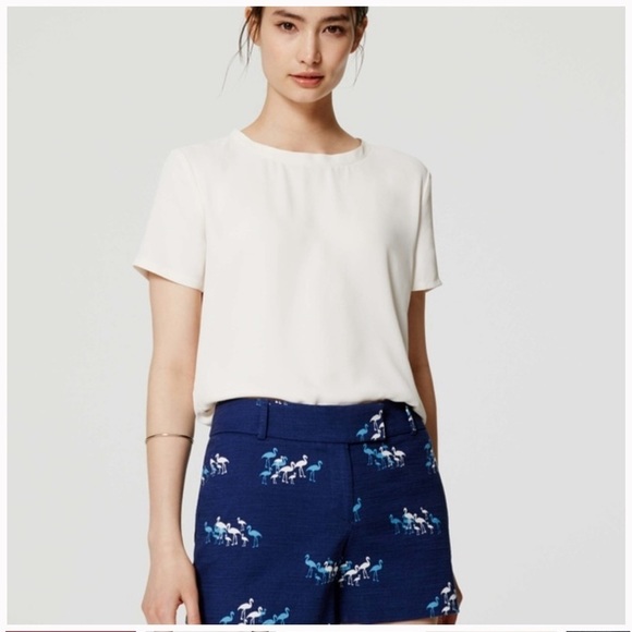 Ann Taylor Pants - Ann Taylor Loft The Riviera Blue Flamingo Short